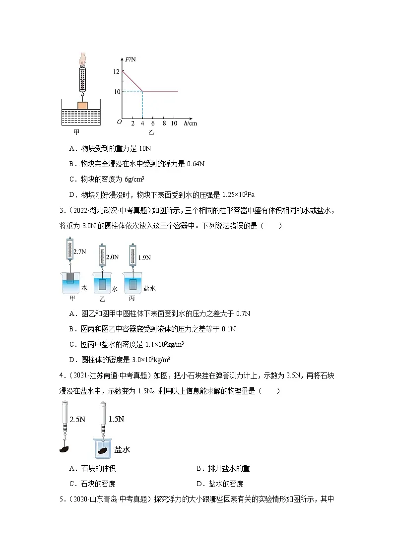 专题06密度应用-称重法测浮力的大小-2026中考物理解题思路突破及真题演练(含解析)第3页