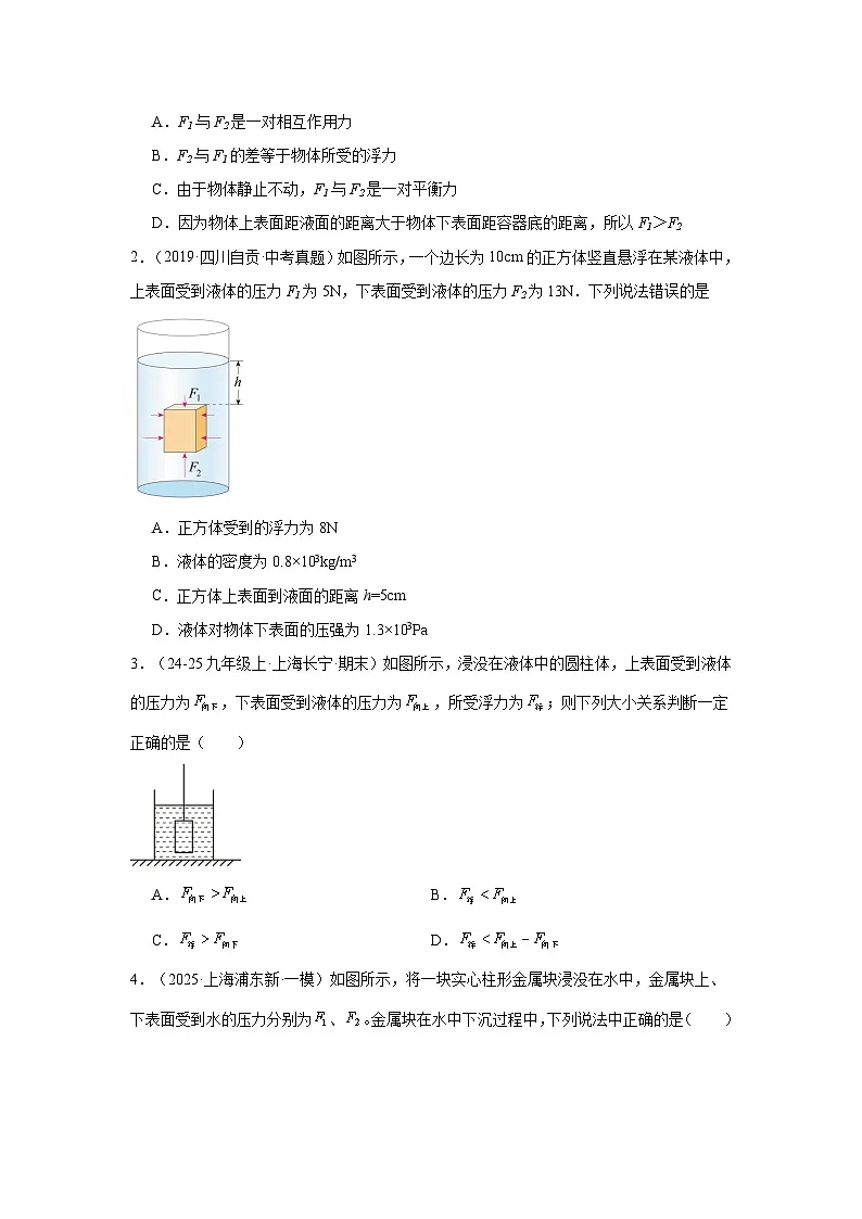 专题07根据浮力产生的原因计算浮力的大小-2026中考物理解题思路突破及真题演练(含解析)第3页