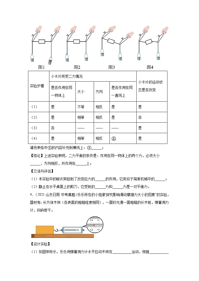 专题14-探究二力平衡条件(实验探究)-2026中考物理解题思路突破及真题演练(含解析全国通用版)第3页