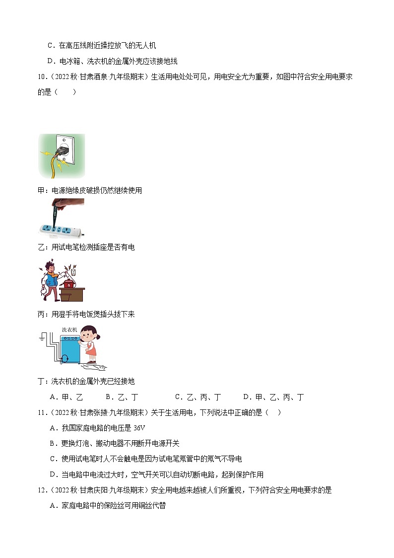 2026年人教版(2024)物理九年级全一册19.3 安全用电同步练习第3页