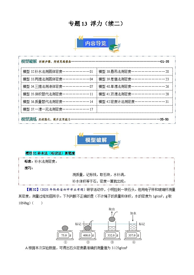 专题13 浮力(续二)(模型与方法)(原卷版)第1页