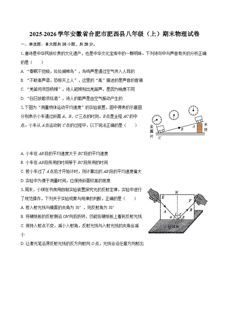 2025-2026学年安徽省合肥市肥西县八年级(上)期末物理试卷-自定义类型第1页