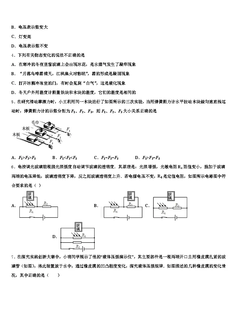 济宁市2025-2026学年中考物理四模试卷(含答案解析)第2页