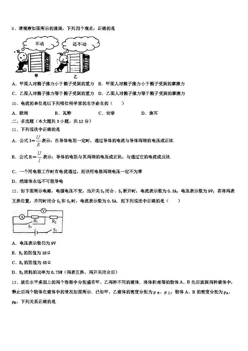 江苏省苏州市2025-2026学年中考适应性考试物理试题(含答案解析)第3页
