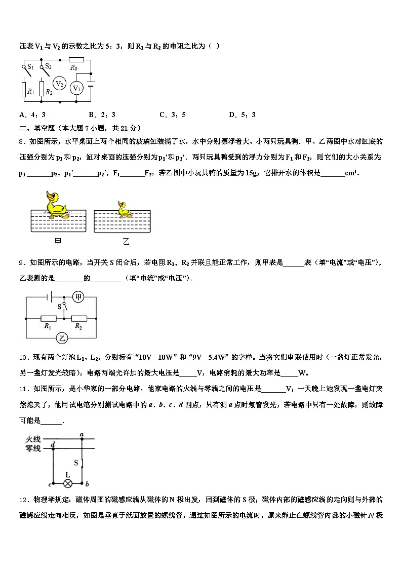 安徽省六安市2026年中考考前最后一卷物理试卷(含答案解析)第3页