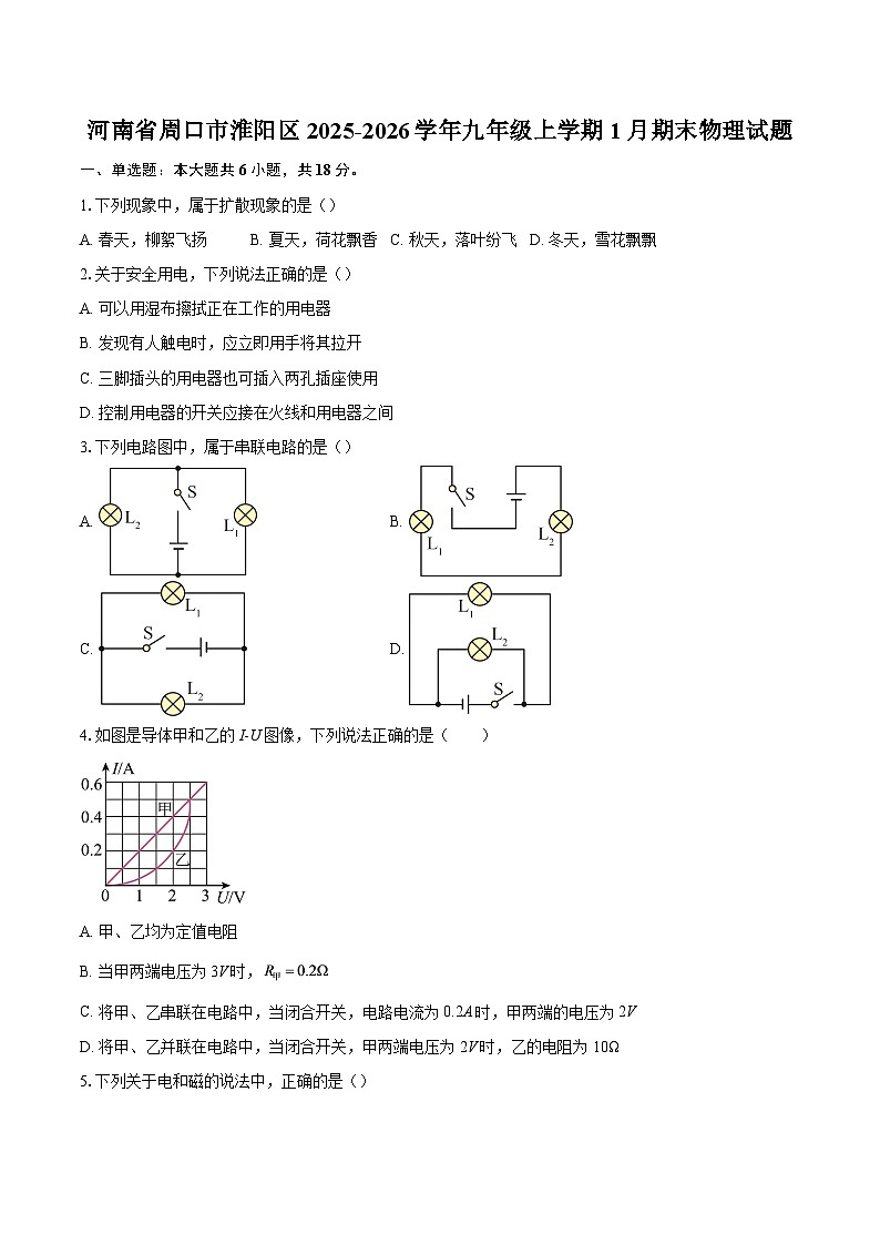 河南省周口市淮阳区2025-2026学年九年级上学期1月期末物理试题-自定义类型第1页