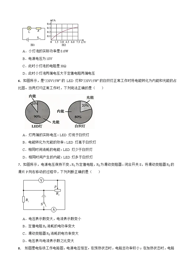 九年级物理全一册第十七章《电流做功与电功率》单元测试卷(B卷) 沪科版(含解析)第2页
