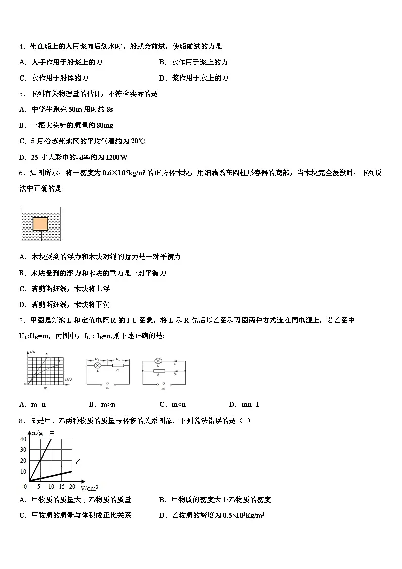 浙江省2026年中考考前最后一卷物理试卷(含答案解析)第2页