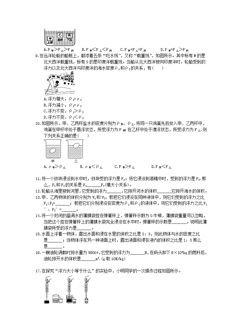 2021年中考物理一轮复习实战演练 浮力(含答案)02