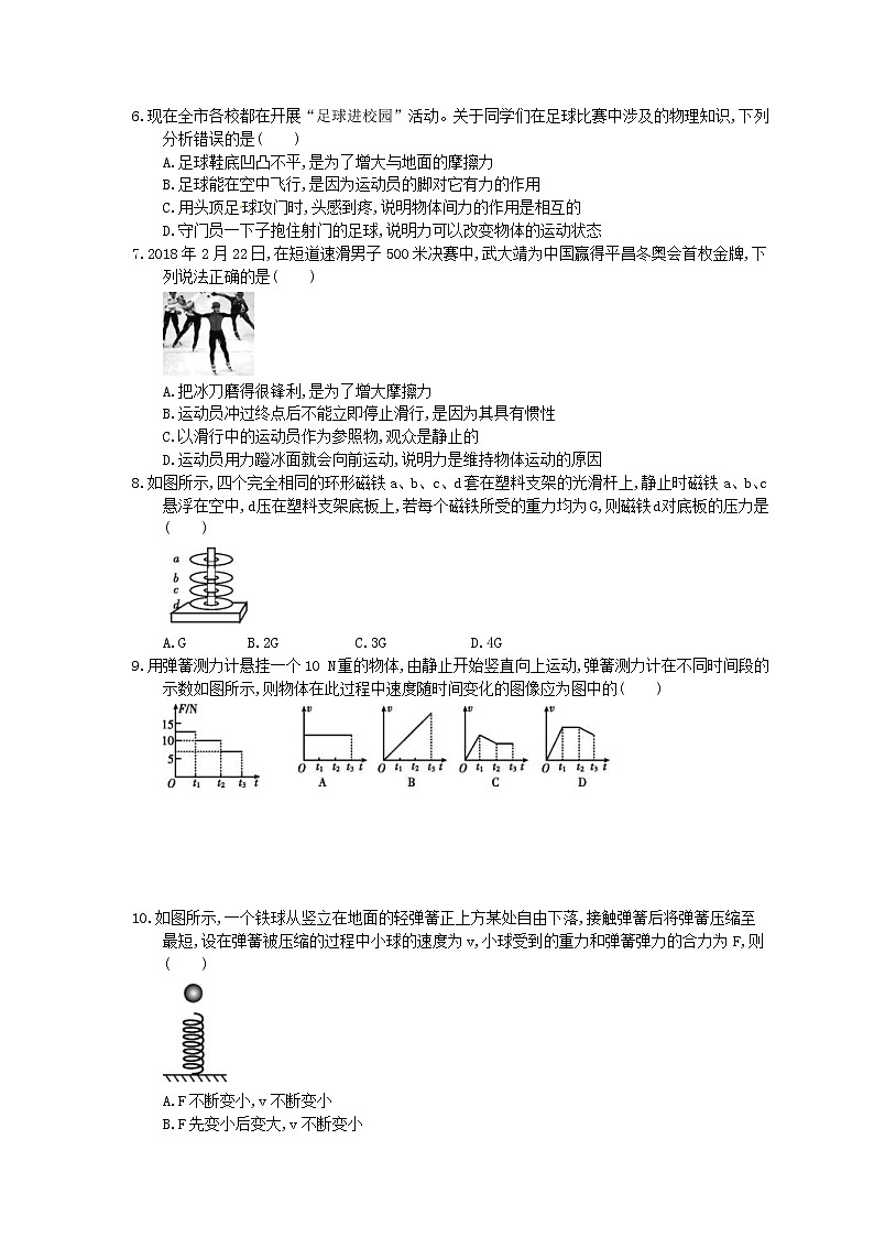 2021年中考物理高分一轮复习课时训练 牛顿第一定律 二力平衡(含答案解析)02