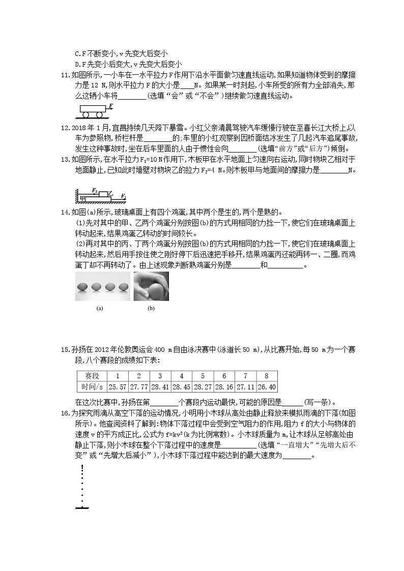 2021年中考物理高分一轮复习课时训练 牛顿第一定律 二力平衡(含答案解析)03