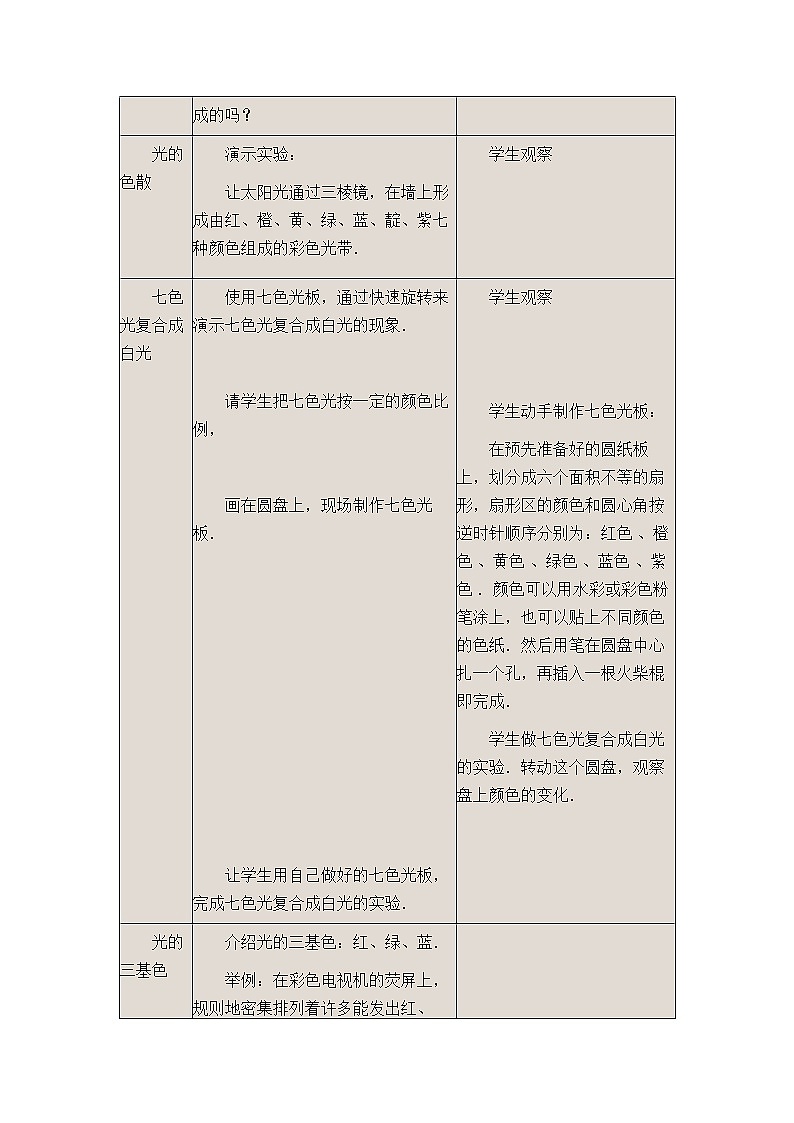 2021年北师大版八年级物理上册教案:第5章《五、物体的颜色》02