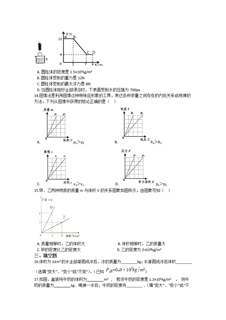 人教版八年級上冊-第六章-質量與密度-同步練習（含答案）第3頁