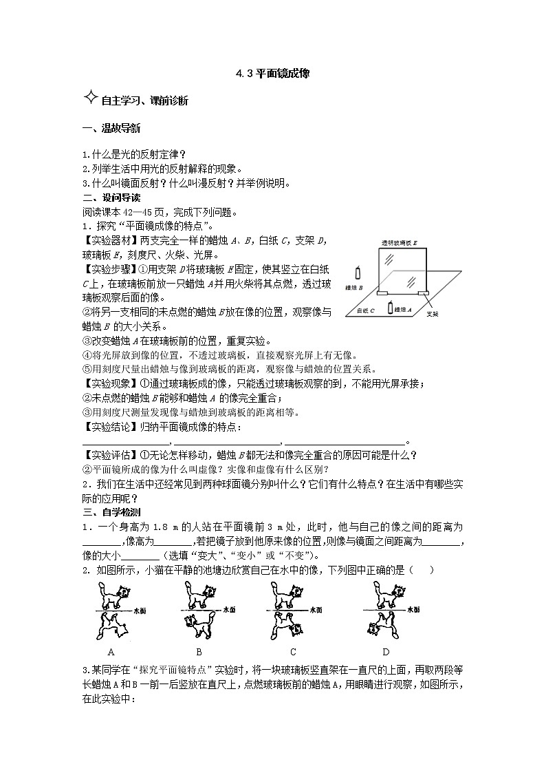 4.3平面镜成像 学案01