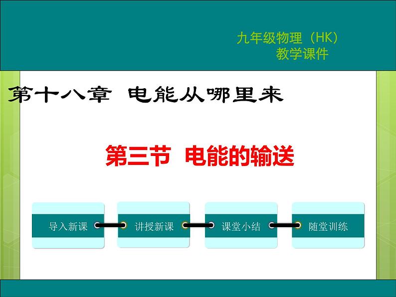 沪科版物理九年级:18.3 电能的输送 课件01