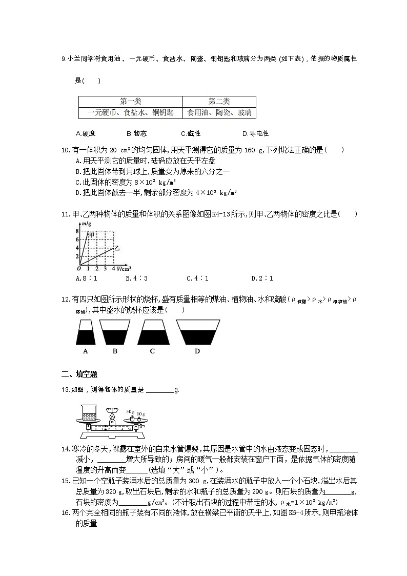 2020北師大版物理八上期末復(fù)習(xí)《物質(zhì)世界的尺度、質(zhì)量和密度》(含答案)第3頁(yè)