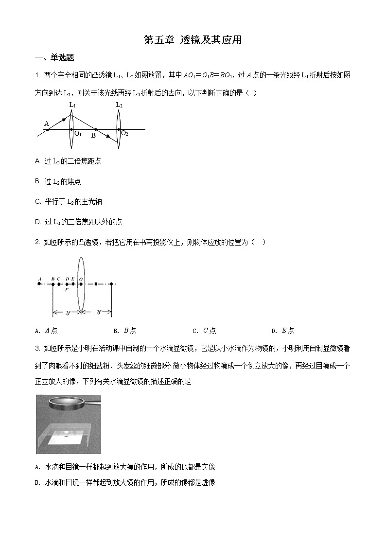 精品解析：人教版八年級物理上冊第五章 透鏡及其應(yīng)用單元復(fù)習(xí)題（原卷版）第1頁