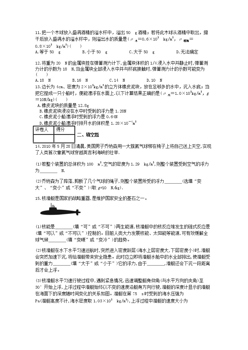 2021年人教版八年级物理下册第10章 第2节阿基米德原理 课时练习(含答案)03