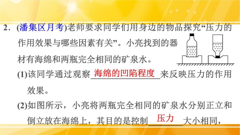 八年级下物理课件专题技能训练七 2 压强的科学探究_沪粤版05