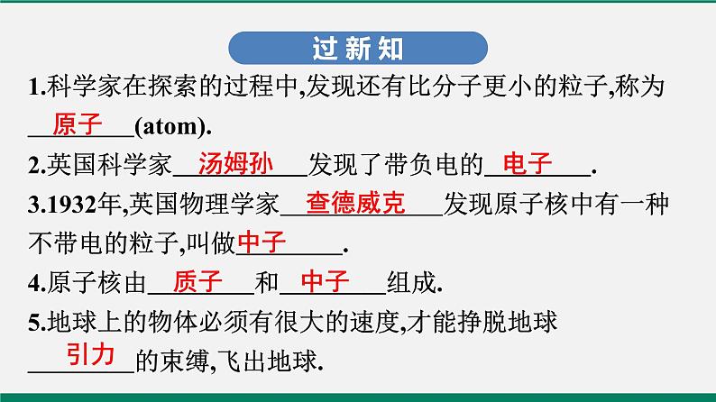 沪粤版八年级物理下册课堂教本 10.3 “解剖”原子 10.4 飞出地球 10.5 宇宙深处10.3 “解剖”原子 10.4 飞出地球 10.5 宇宙深处 课件03