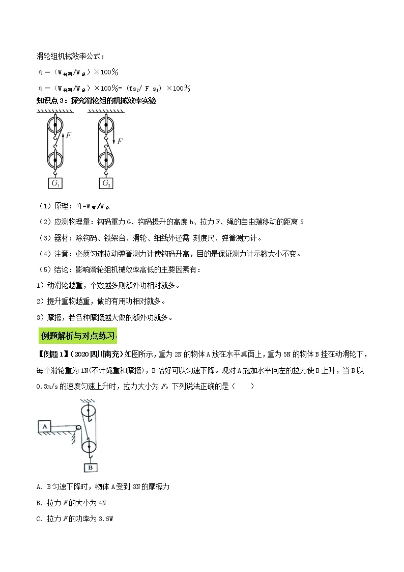 备战2021 中考物理专题复习 专题16 滑轮组中考问题考法与解法02