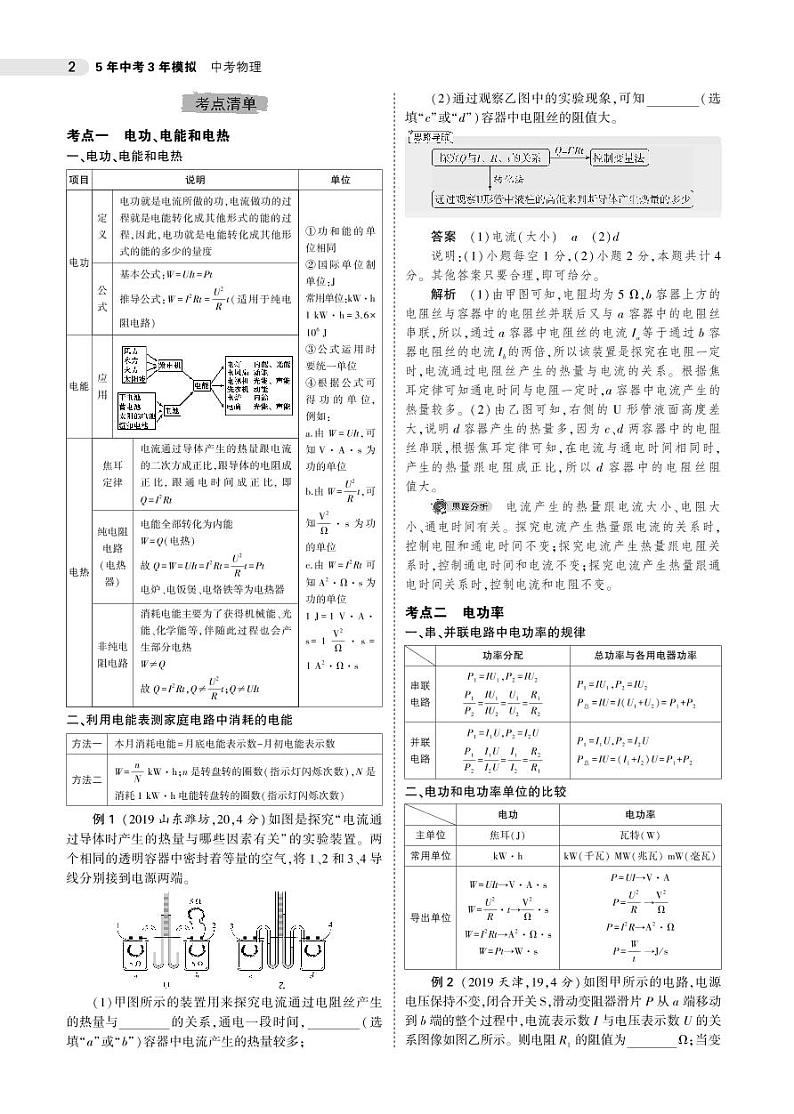 2021版《5年中考3年模拟》全国版中考物理:专题十三 电功和电功率02