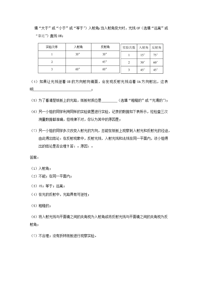 新人教版 八年级物理上学期期末复习重难点+练习40讲 第27讲探究光的反射规律（含解析）03