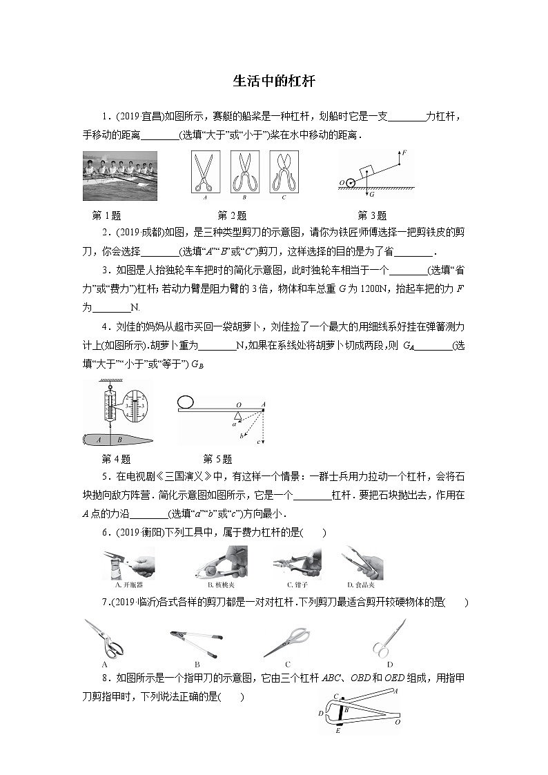 人教版物理八年级下同步训练:12.1.2 杠杆的平衡条件及其应用(含答案)01