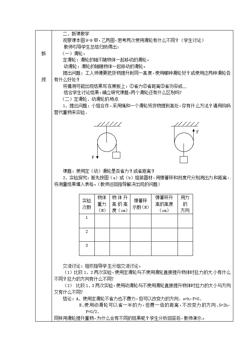 新人教版八年级物理下册第12章第2节滑轮教案02