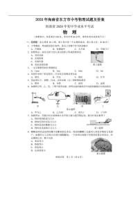 2020年海南省东方市中考物理试题及答案