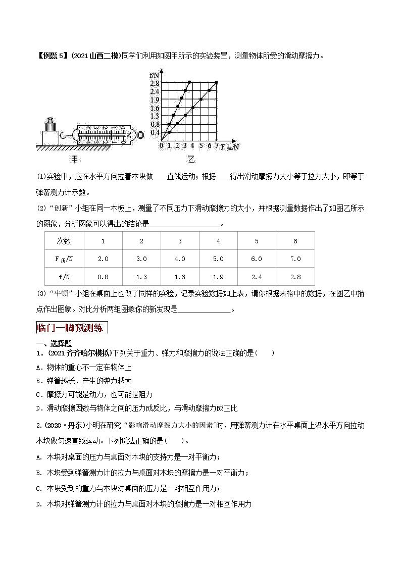 2021年中考物理三轮冲刺过关 专题07 摩擦力问题易错点突破(学生版)03