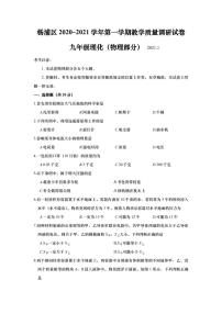 上海市杨浦区2021届九年级上学期期末(一模）质量调研物理试卷（详解版）
