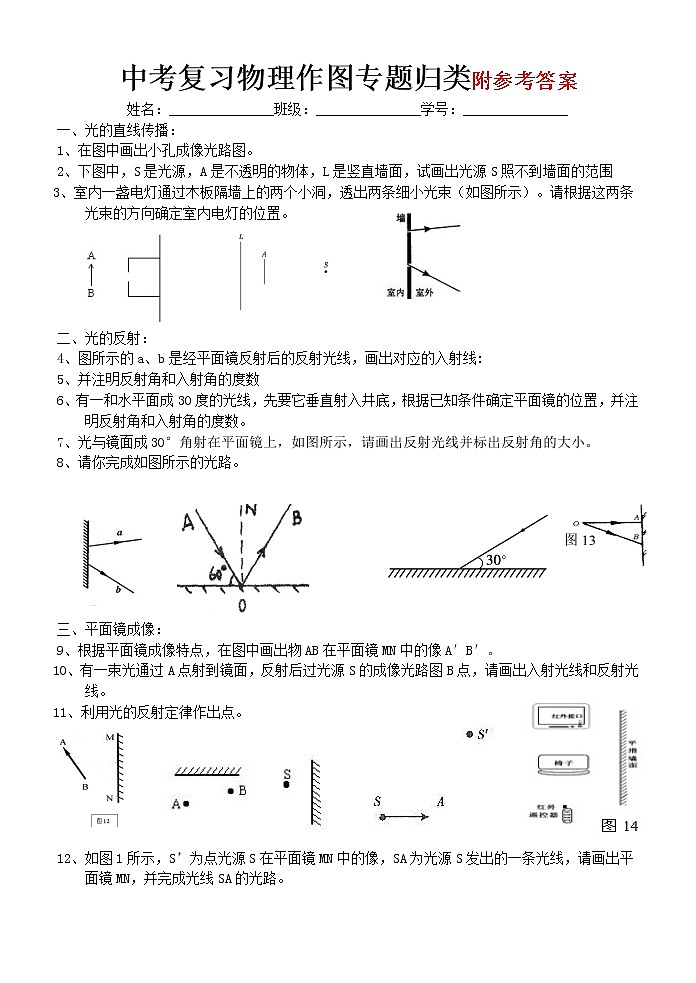 中考复习物理作图专题归类01