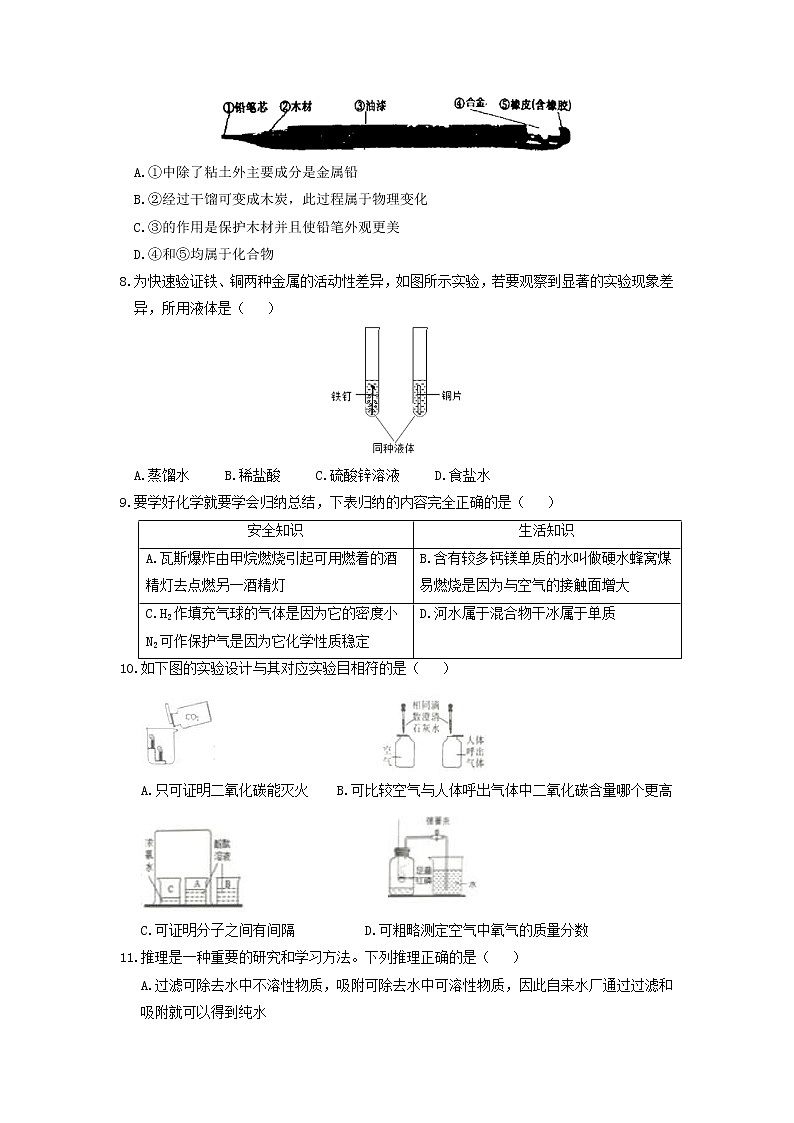 沪教版化学九年级上册 期末试卷(6)有答案第2页