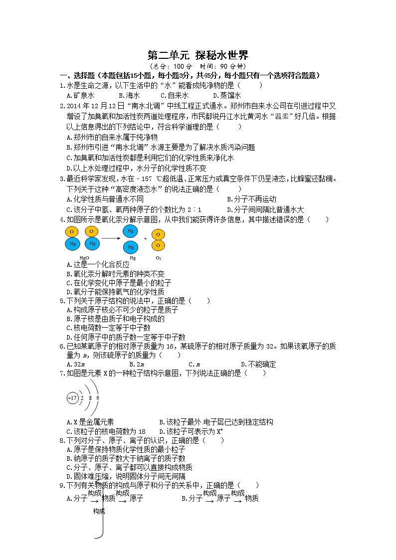 鲁教版化学九年级上册 第二单元 单元检测试卷 有答案01