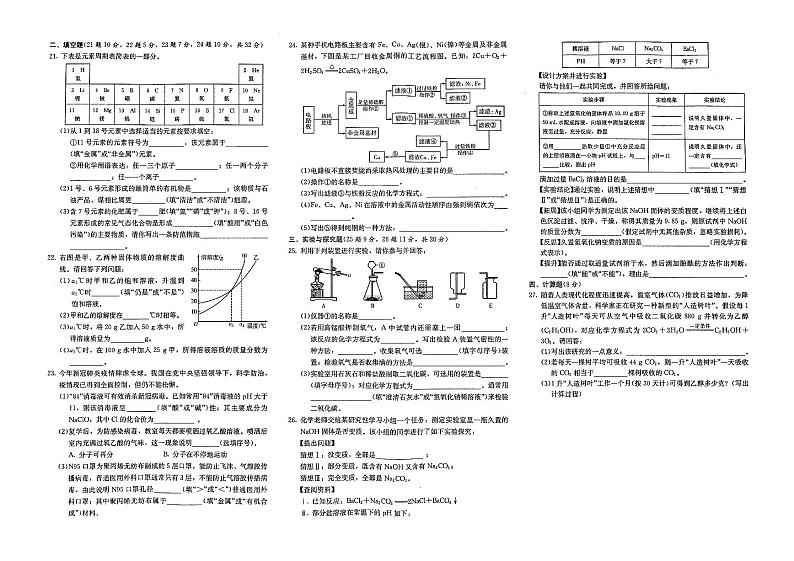 (怀化市)部编人教版2020年九年级《化学》中考模拟试卷第七套(有答案解析)第2页