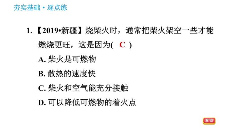 鲁教版九年级上册化学习题课件 第6单元 6.1.2 促进燃烧的方法 爆炸03