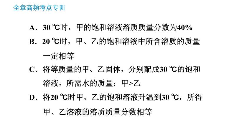 沪教版九年级下册化学课件 第6章 全章高频考点专训 专训2 溶解度曲线的应用06