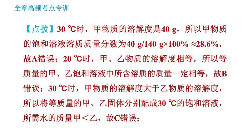 沪教版九年级下册化学课件 第6章 全章高频考点专训 专训2 溶解度曲线的应用07
