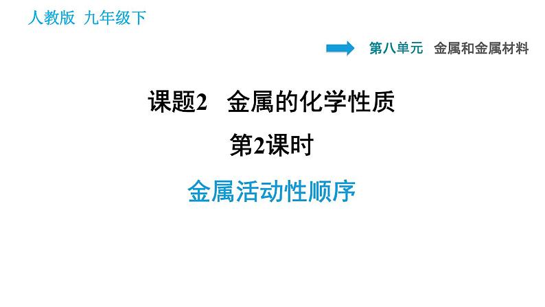 人教版九年级下册化学课件 第8单元 8.2.2 金属活动性顺序0第1页