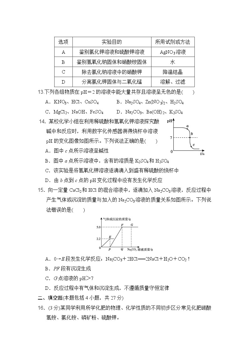 沪教版九年级下册化学 第7章达标测试卷03