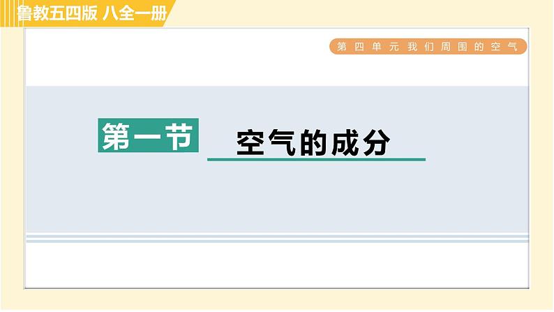 鲁教五四版八年级全一册化学习题课件 第4单元 4.1 空气的成分第1页