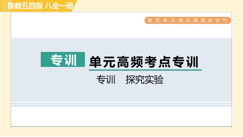 鲁教五四版八年级全一册化学习题课件 第4单元 单元高频考点专训 探究实验01