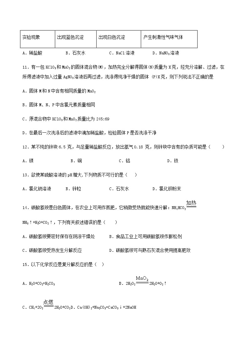 新仁爱版 九年级化学下册专题7初识酸碱和盐单元练习（含解析）03