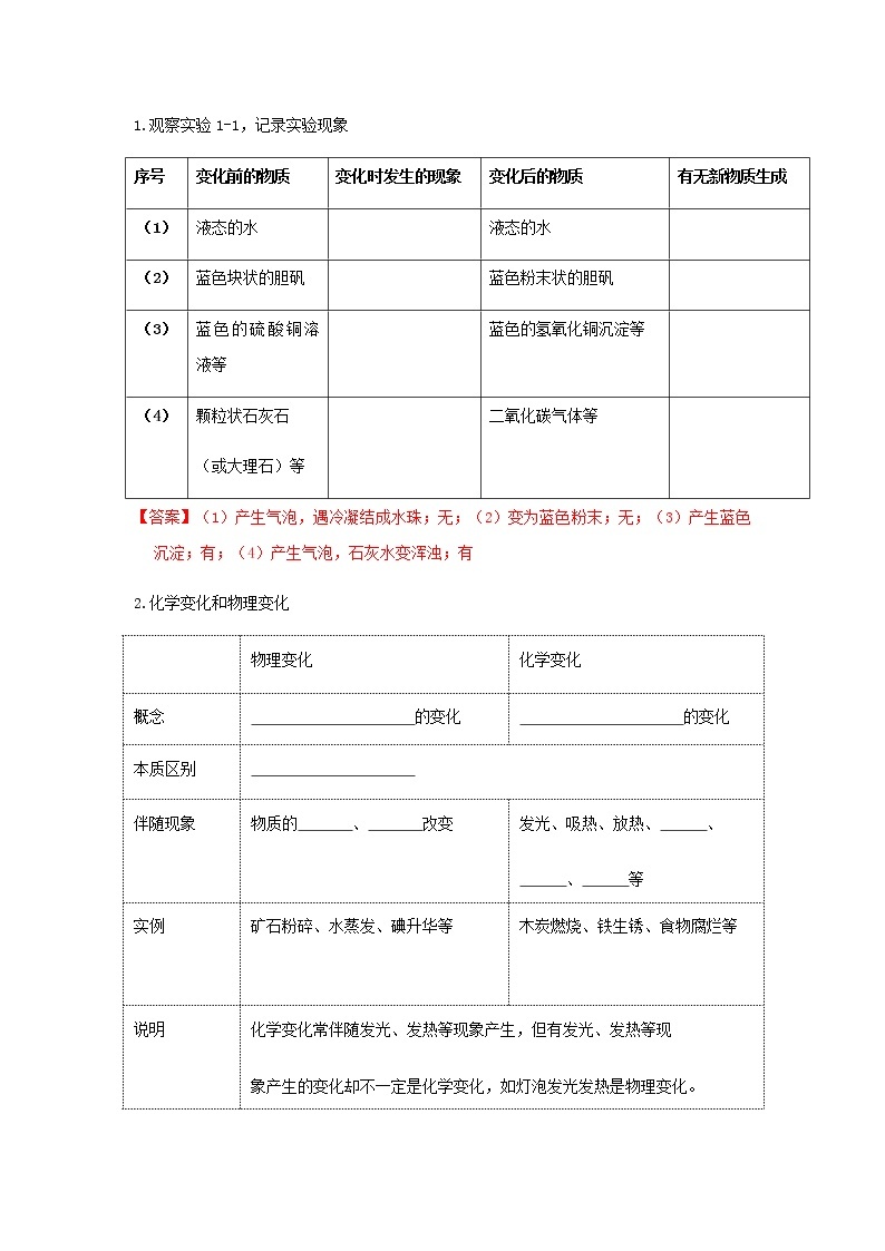 人教版九年级化学上册1.1物质的变化和性质课件学案练习02