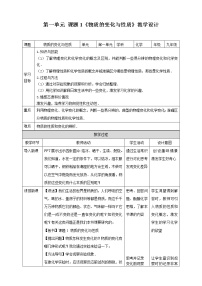 人教版九年级上册课题1 物质的变化和性质教学设计