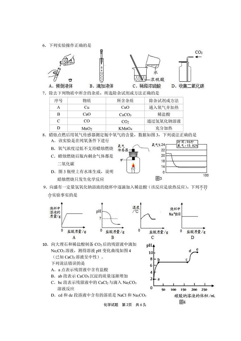 2019年宁德市初中毕业班质量检测化学卷无答案第2页