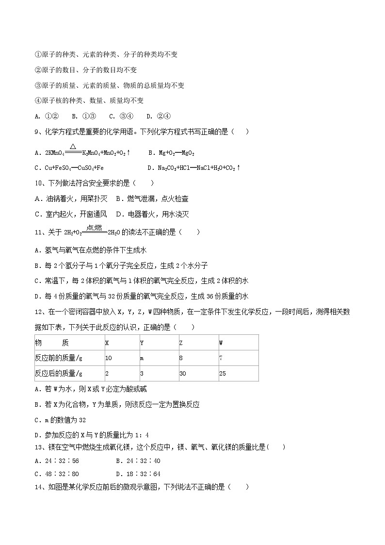 第4章 認識化學變化單元檢測（原卷版）第2頁