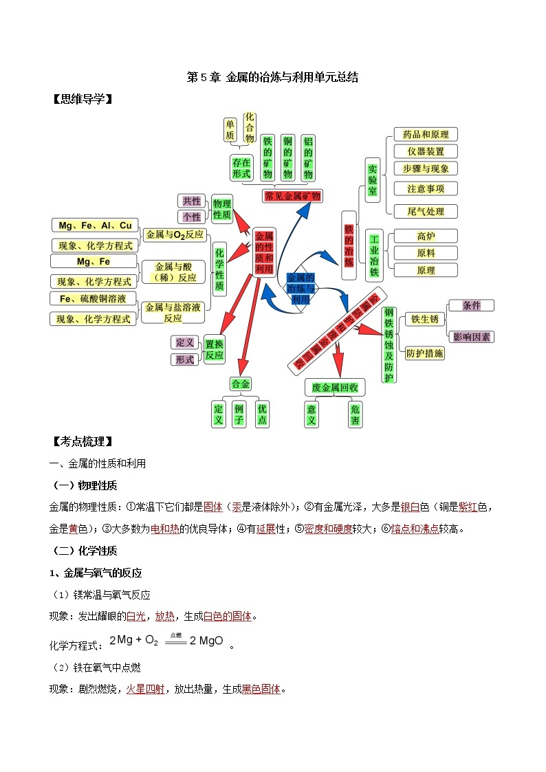 沪教版化学九上 第五章 单元复习 单元总结+单元测试卷(含解析版）01