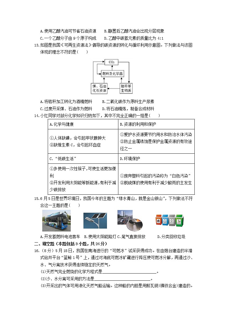 2021年初中化学人教版 九年级上册 第七单元 课题2 燃料的合理利用与开发 习题第2页
